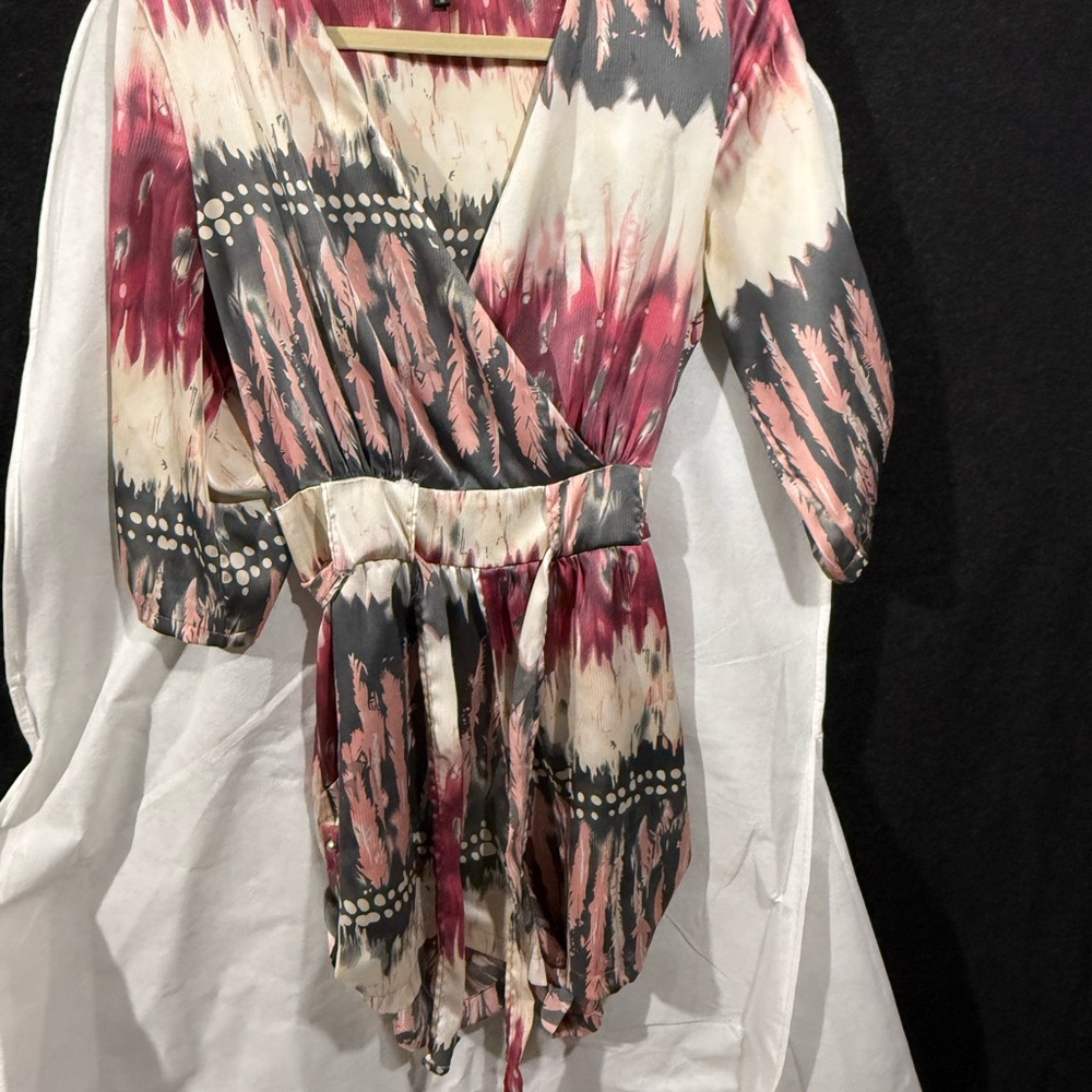 Very J Abstract Print Dress - Pink and Gray
